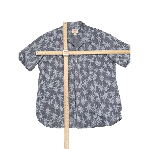 Brooks Brother linen cotton Palm Tree Button Down Shirt Men Large Gray A004200 - Picture 2 of 8